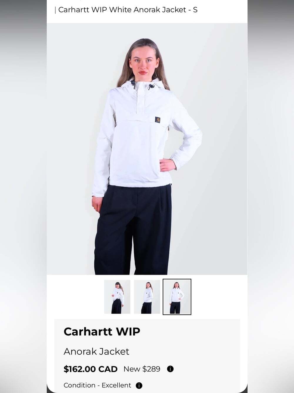 Carhartt White Hooded Anorak Pullover Jacket